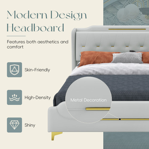 Ensemble de lit king-size moderne en cuir rembourré avec cadre en bois réglable, écologique, de marque OE HOME, pour chambre à coucher, avec meubles de rangement, vente en gros - Product Image 3
