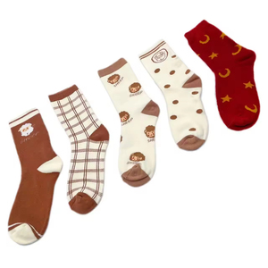 OEM Customizable New Fashion Women's Crew <b>Socks</b> Cartoon Embroidery Jacquard Stripe Design Warm Pattern High Quality - Product Image 5