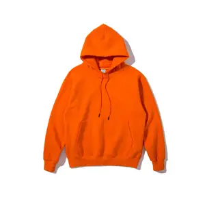 Bold Orange Hoodie - Vibrant Casual Wear With Customizable Logo Area Custom Logo Streetwear Pullover
