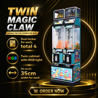 Machine à griffes double Magic Claw Twin, à monnayeur, pour petits prix et jouets en capsule, avec double compartiment de récompenses