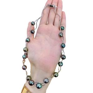 Chaîne audacieuse en or 18 carats en forme de Y avec perle naturelle polyvalente 4-5 mm 8-9 mm Collier pour usage personnel ou cadeau - Product Image 5