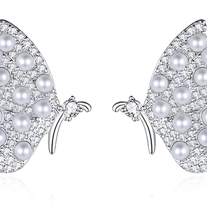 Pendientes Elegantes de Perlas y Mariposas 2026 para Mujer, Brillantes con Circonitas, Chapados en Rodio, Joyería de Aleación, Regalo para Bodas y Fiestas, Venta al por Mayor - Product Image 3