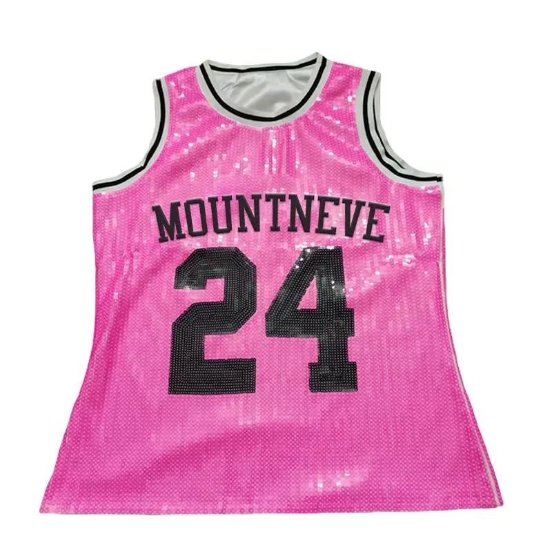 oem sparkle glitter sequins womens basketball jerseys dress wear uniform jersey with custom design