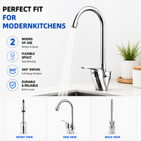 Robinet de cuisine monobloc économique 2026 DIY avec logo de marque, poignée à un trou, en laiton chromé poli, à poser sur comptoir, avec bec orientable