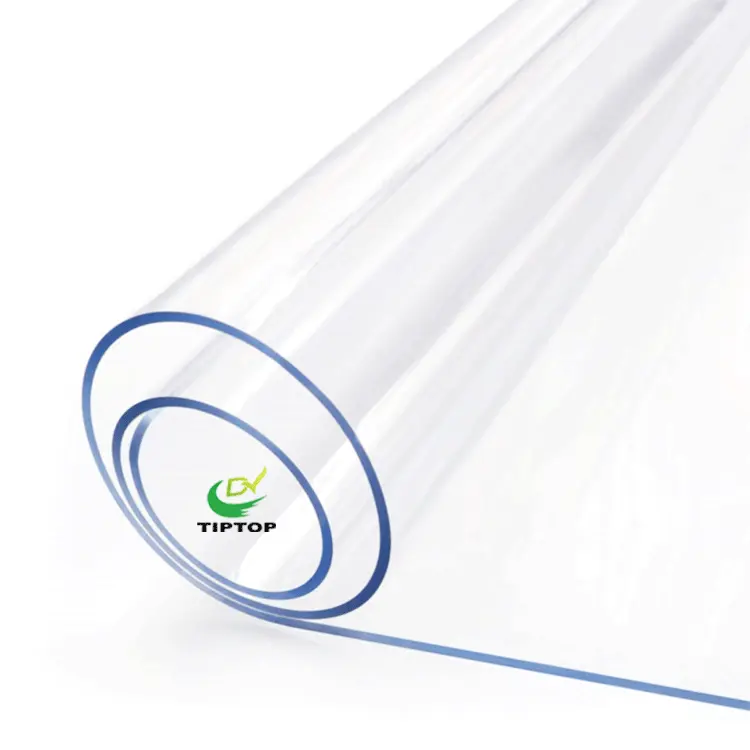Tiptop 0.1mm-1mm plastic transparent super clear soft pvc roll for table cloth
