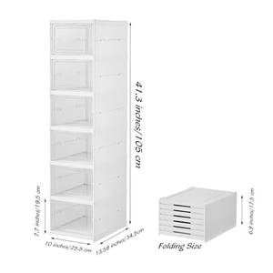 Foldable Clear Plastic <b>Shoe</b> Storage Boxes Stackable Sneaker <b>Display</b> Case with Magnetic Door for Closet Entryway - Product Image 2