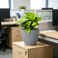 Pot de fleurs en polypropylène léger et durable de 5 pouces, écologique, pour décoration de jardin intérieur/extérieur, classique à rayures verticales