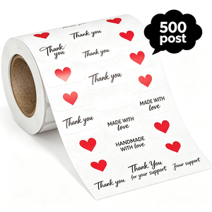 Autocollants adhésifs 500 feuilles par rouleau, étiquettes de prix circulaires transparentes et imperméables en papier kraft pour bijoux, fabricant - Product Image 1