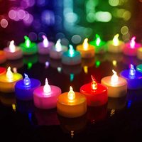 Luces LED que cambian de Color para el té, sin llama, tipo vela, coloridas, con batería, paquete de 24 unidades