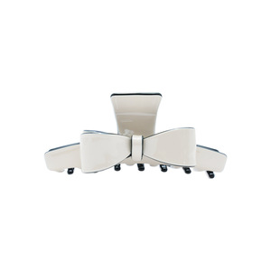 Pince à cheveux en acétate blanc et noir avec nœud pour femme, usage quotidien, style pince requin, accessoire de coiffure - Product Image 1