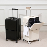 Ensemble de bagages multifonctionnel rose avec port de chargeur USB, porte-gobelet, valise de voyage avec chargeur de batterie externe