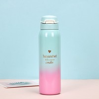 Gobelet isotherme en acier inoxydable 304 à dégradé de couleurs, version coréenne, avec paille et couvercle à bec de canard, pour bureau, étudiants et sport