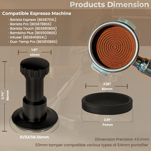 51mm 53mm 58.35mm SUS304 Stainless Steel Eco-Friendly Automatic Depth Adjustment Height Ripple Base Four Spring Force <b>Tamper</b> - Product Image 3