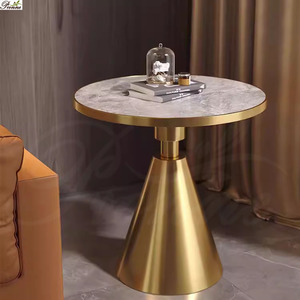Tavolino <span class=keywords><strong>rotondo</strong></span> moderno in acciaio inossidabile oro <span class=keywords><strong>finto</strong></span> <span class=keywords><strong>marmo</strong></span> - Product Image 3