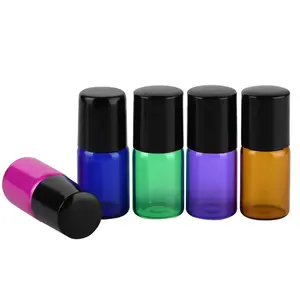 Emptyエッセンシャルオイル香水ロールボトル1ミリリットル2ミリリットル3ミリリットル5ミリリットル10ミリリットル透明な琥珀色の紫ピンクガラスロール上のプラスチックキャップ