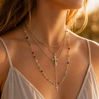 Collier pendentif croix gothique, collier ras du cou à franges multicouches pour femmes, style grunge audacieux