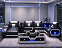 Ensemble de canapés inclinables de luxe en cuir de style européen italien Chesterfield intelligent 7 places et mobilier de salon moderne