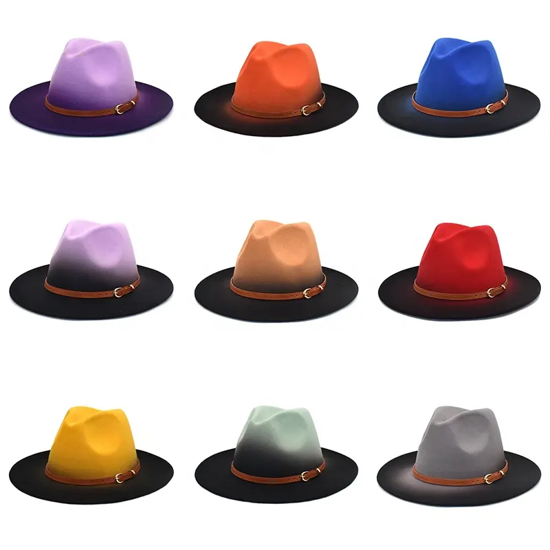Unisex Wide Brim Felt Fedora Hats Men Women Panama Trilby Hat with Band brim hats women fedora