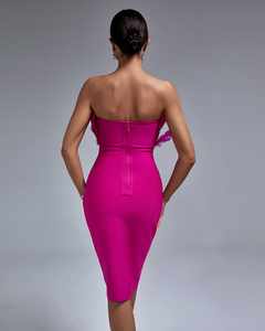 Vestido <span class=keywords><strong>de</strong></span> Fiesta Ocstrade en Stock, Vestido Bandage Negro con Plumas, Vestido <span class=keywords><strong>de</strong></span> Noche sin Tirantes para Mujer, Vestidos <span class=keywords><strong>de</strong></span> Gala - Product Image 4