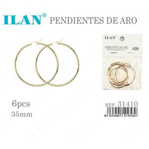 Orecchini a Cerchio Ilan 35mm Tono Oro Set da 6 Pezzi - Product Image 3