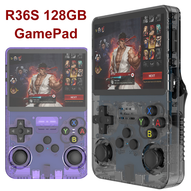 Stock Original R36S PSP PS1 CPS Handheld 3D Joysticks Gamepad Game Console with 64GB 128GB Storage Retro Arcade HD Video Games
