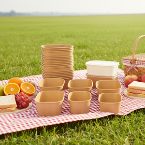 Caja Rectangular de Papel Kraft Desechable para Alimentos, con Impresión de Logotipo Personalizado Disponible, Libre de PFAS y BPA, Tapa Reciclable, para <span class=keywords><strong>Comida</strong></span> Rápida - Product Image 1