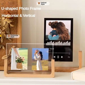 Envío rápido, venta al por mayor de marcos de fotos acrílicos de madera en forma de U, marcos de fotos acrílicos de madera de haya - Product Image 2