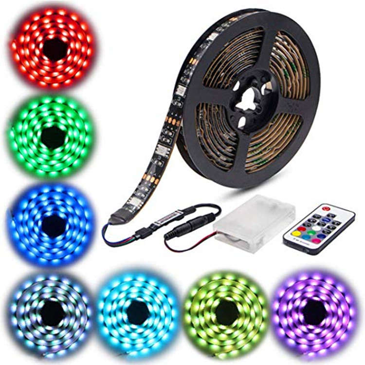 Snelle Levering 5050Led Strip Verlichting Batterij Aangedreven Rgb Waterdichte Led Verlichting Met Afstandsbediening Flexibele Led Strip Verlichting