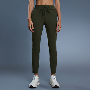 Pantalon de yoga droit pour femme, taille élastique avec cordon de serrage, coupe décontractée <span class=keywords><strong>DL081</strong></span> pour le yoga, le Pilates, la gym, la course et le fitness - Product Image 2