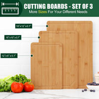 Ensemble de 3 planches à découper en bambou avec rainure profonde pour le jus, idéal pour la cuisine et le service