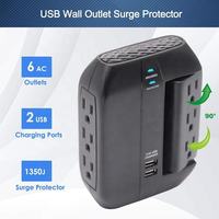 Döner 6 AC Prizli Duvar Soketi Güç Adaptörü, Çift USB 5V 2.1A Şarj Girişli, Mobil Cihazlar, Tabletler ve Gadget'lar için - ETL Onaylı