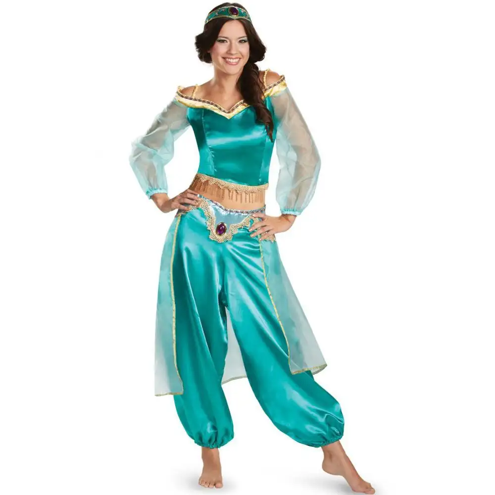 Yetişkin Kadınlar Cadılar Bayramı Cosplay Aladdin Prenses Yasemin Cosplay Parti Oryantal Dansçı Kostüm fantezi parti elbisesi