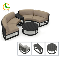Ensemble de canapés de jardin ronds en aluminium de luxe moderne, résistant aux intempéries, meubles modulaires d'extérieur pour patio et terrasse