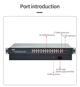 Industrial POE Switch Port Switch POE Ethernet Unmanaged Switch 24 Port 10/100mps 48v To 24v Poe Converter Stock Power Box 24v