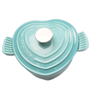 Bright Houseware <span class=keywords><strong>Mini</strong></span> Marmite en Fonte Émaillée pour Usage Domestique, à Double Anse, en Forme de Cœur, type Casserole et Four à la Hollandaise - Product Image 1