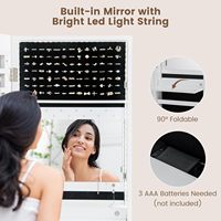 Miroir LED pleine longueur Porte-bijoux suspendu Organisateur d'armoire avec miroir intégré