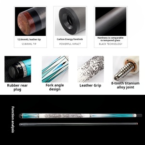 Pour KONLLEN Wanshi Kanglun Schtroumpfs Queue de Billard Grosse Tête Moyen Huit Privé Neuf-ball Noir Technologie Carbone Snooker Billard Queues - Product Image 2