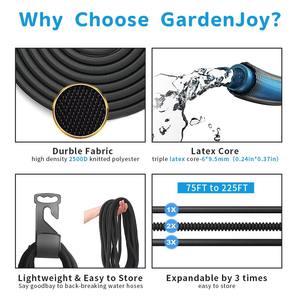 Carrete de manguera de jardín expandible OEM de fábrica, 3/4'' de diámetro, flexible, ligero, enrollable, con expansión automática 3 veces y pistola de agua - Product Image 2