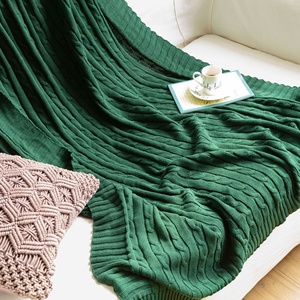Manta de Lujo de Estilo Nórdico, Tejida con Hilo de Algodón Trenzado, para Sofá, Oficina, Siesta, Cama, Color Sólido - Product Image 1