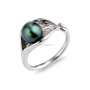 FPR156 Sterling 925 Silver Round Pearl Ring Peacock <strong>Green</strong> Freshwater Pearl Ring <strong>Jewellery</strong> - Product Image 1