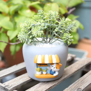 Dessin animé mignon animal de compagnie résine charnu petit Pot de fleur créatif numérique Micro paysage pour la maison balcon plante verte jardinage - Product Image 2