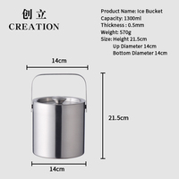 Création directe usine personnalisé Oem acier inoxydable 1,6 l accessoires de Bar bouteille de bière de mariage Service mural seau à vin de glace