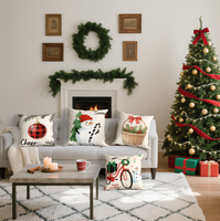 Nouvelle Housse de Coussin Carrée Moderne en Lin Imprimé pour Canapé, Motif Hôtelier et de Noël, pour la Maison