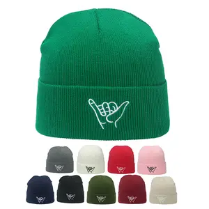 2023 mùa thu mùa đông mới Beanie treo ngón tay lỏng lẻo thêu len cap 666 cử chỉ Beanie Mũ lạnh