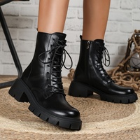 Hiver Nouvelles bottes Martin rétro pour femmes Talons épais et semelles épaisses à lacets Bottes courtes polyvalentes à la mode et confortables