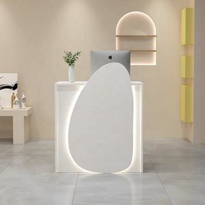 Modern Luxury White Wooden Small Size Reception Desk Durable Reception Desk for Beauty Salon Hair Salon Nail - Product Image 5