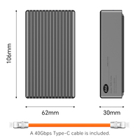 Enclosure SSD M.2 NVMe Aluminium 40Gbps USB4 dengan Port Type-C Thunderbolt 4/3 USB 3.2/3.1/3.0