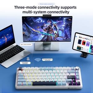 Bàn phím chơi game 60 phần trăm cầu vồng có đèn nền 81 phím Máy Tính Cơ màu trắng với đa phương tiện được trang bị khóa sản phẩm mới - Product Image 6