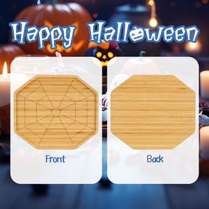 Bandeja de Servir de Bambú con Diseño de Telaraña de Halloween, Plato de Pizza de Madera Maciza, Plato para Frutas, para el Hogar, Comedor, Hotel - Product Image 2
