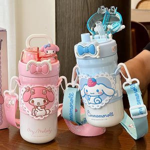 Bouteille d'eau isotherme pour enfants Kuromi, 520 ml, portable, pour filles et élèves du primaire, avec sangle et couvercle - Product Image 5